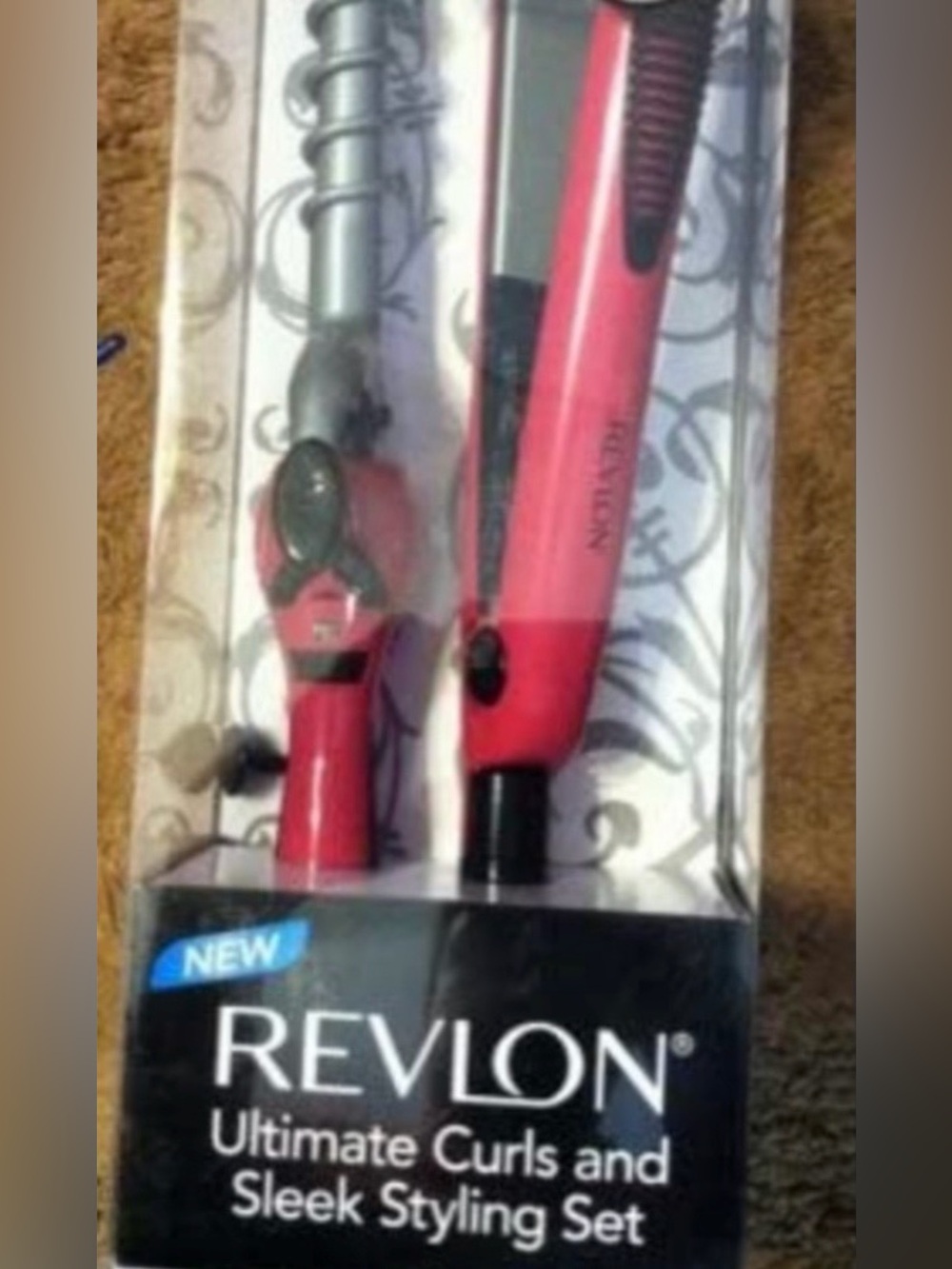 *BRAND NEW* Revlon 2-In-1 Hot Pink & Black Ultimate Curls And Sleek Styling Set
